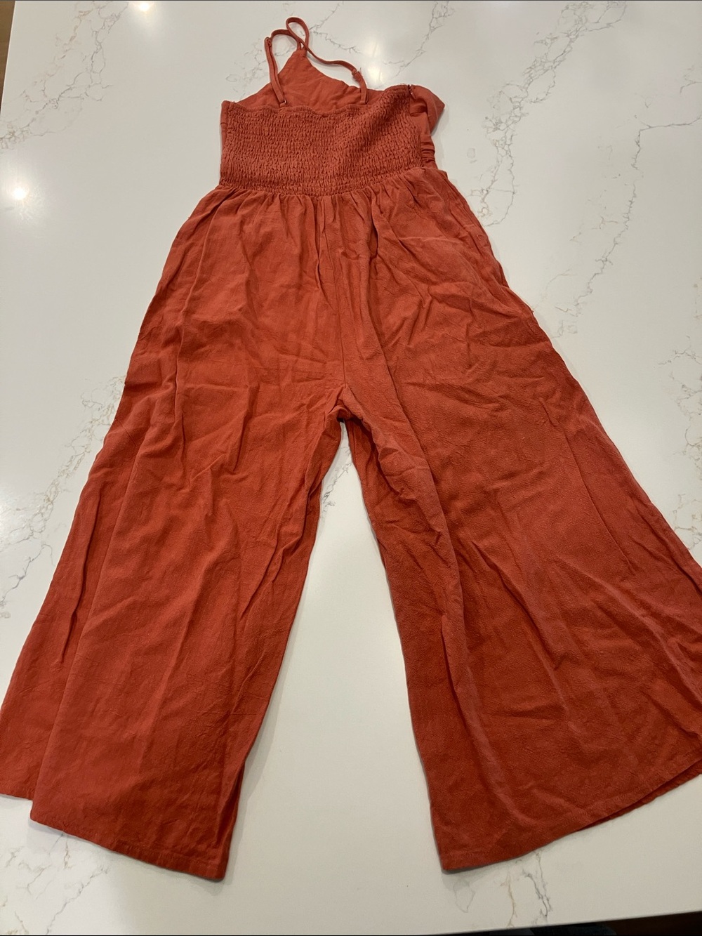 One-Shoulder Wide-Leg Jumpsuit in Rust - Picture 3 of 7
